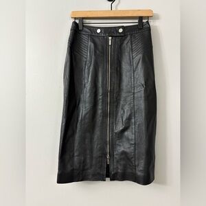 Karen Millen Zipper Front Lambskin Pencil Skirt